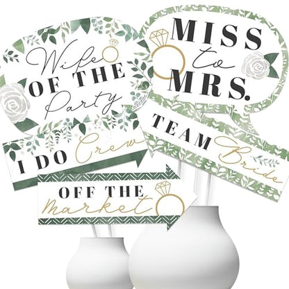 Big Dot of Happiness Funny Boho Botanical Bride - Greenery Bridal Shower and Wedding Party Photo Booth Props Kit - 10 Piece - color: Boho Botanical