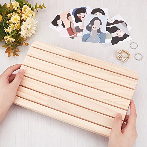 NBEADS Natural Wood Earring Display Stands, 6 Slots Wood Earring Card Holder Jewelry Earring Display Holder Jewelry Stand Jewelry Retail Display for Selling, Slot:3mm, 10.9×6.57" - color: Wooden- L.W.Thi: 10.9x6.6x0.65"