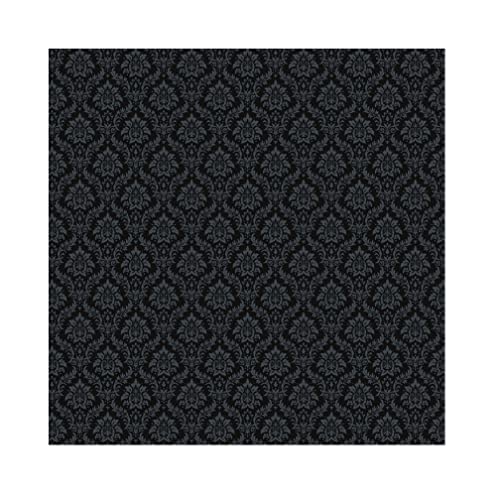 YongFoto 7x7ft Black Damask Floral Texture Pattern Backdrop Vintage Classic Flower Pattern Interior Room Retro Dark Wall Photography Background Baby Shower Girl Adult Artistic Portrait Photo Props - size: 7x7ft