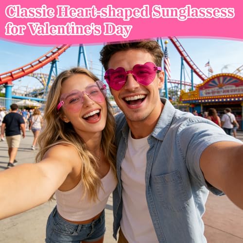 RAINFLOW 10PCS Heart Shaped Sunglasses Bulk Party Glasses - 2 Styles of Pink Heart Glasses for Adults Party Gift Favors