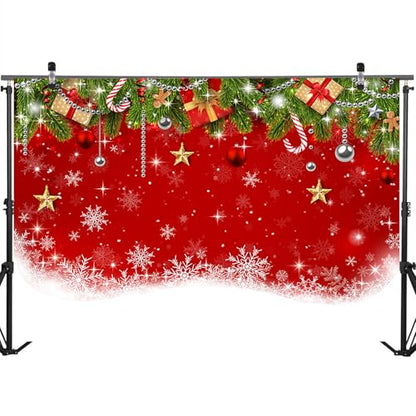 Mocsicka Christmas Backdrop Xmas Party Decorations for Family Holiday Photo Booth Props Snowflake Christmas Background Holiday Party Photo Prop Supplies (10x8ft) - size: 10x8ft