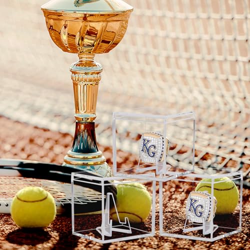 20 Pack Championship Ring Display Case Clear Acrylic Ring Case Display Box for Sports Baseball Softball Football Golf Single Ring Coin Holder Stand, 2.16 Inch - size: 20 Pack