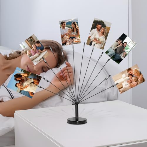 Photo Tree Holder with Metal Base,12 Clips Flexible & Durable Branches Money Trees Gift Card Holder with Clips,Picture Trees to Hold Photos for Christmas Wedding Greeting Birthday Party Gift - color: Black