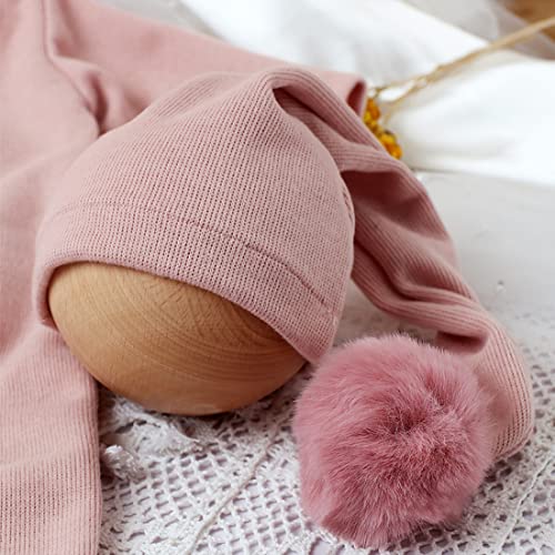 Newborn Baby Photo Shoot Props Girl Boy Crochet Knit Hat Costume Stripe Hat Pants Overalls Photography Props - color: Pink