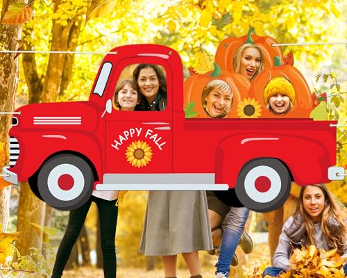 Thanksgiving Photo Prop Photography Pumpkin Photo Backdrop Banner Fall Harvest Party Decoration Truck Background for Autumn Festival Friend Giving Birthday Party Favors Supplies(40 x 74.8 Inch)