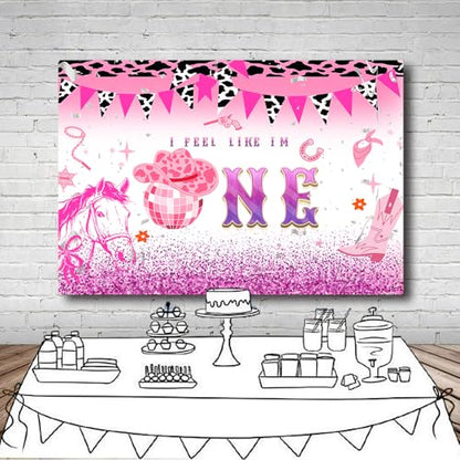 7x5Ft Disco Cowgirl 1st Birthday Backdrop Western Pink 1st Rodeo Birthday Photography Background Let's Go Girls Party Decorations Banner Photo Booth Props - color: Ice cream Backdrop 7