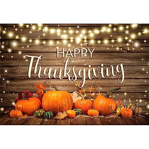 Happy Thanksgiving Wooden Backdrop Fall Thanksgiving Autumn Harvest Pumpkin Decors Photography Background 8x6ft Fabric for Friendsgiving Party Kid Children Family Portrait Studio Photo Prop - color: orange, size: 8X6FT-Polyester