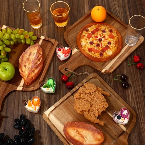 Tanlade 16 Pcs Acacia Wood Cutting Board with Handle Chopping Boards Decorative Charcuterie Platter Pizza Bread Cheese Fruit Serving Tray for Kitchen Counter Table Christmas Decorate (15.8 x 12 Inch) - size: 15.8 x 12 Inch