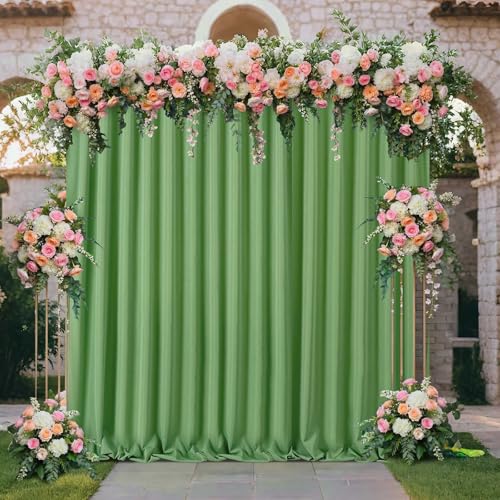 Sage Green Backdrop Curtains 10ft x 8ft Polyster Photo Drapes Fabric for Birthday Party Baby Shower Wedding - color: Sage Green, size: 5ft x 8ft 2 Panels