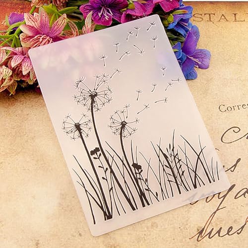 3pcs Dandelions Flowers Background Pattern Plastic Embossing Folder, 3D Textured Impressions Dandelion Embossing Folder Template for Card Making Scrapbooking Paper Craft Album Stamps DIY Décor - color: 3pcs Dandelions Flowers Background