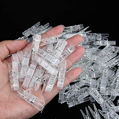 128 Pieces Photo Clips Mini Transparent Plastic Clear Clips for String Fairy Lights (Clear) - color: Clear, size: 128pieces