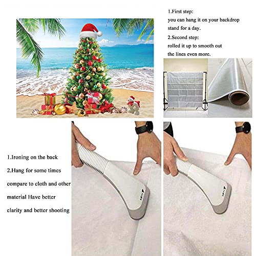July Christmas Tree Photography Backdrop - Tropical Beach Palm Leaves Blue Sky Ocean Family Holiday Party Photo Backdrop (8X6FT(94X70inch)) - size: 8X6FT(94X70inch)