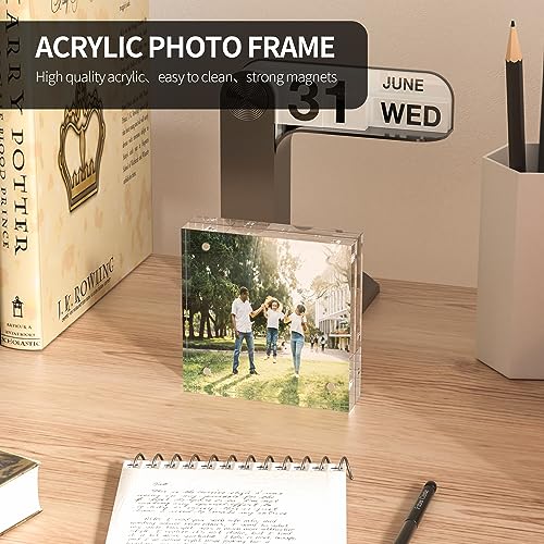 Sezanrpt Acrylic Picture Frames 3x3, 3 x 3 inch picture frame for 3x3 or 2x2 Pictures, Clear Double Sided Thick Photo Frames Desktop Pictures Display Small Tips Holder - size: 3'' x 3''