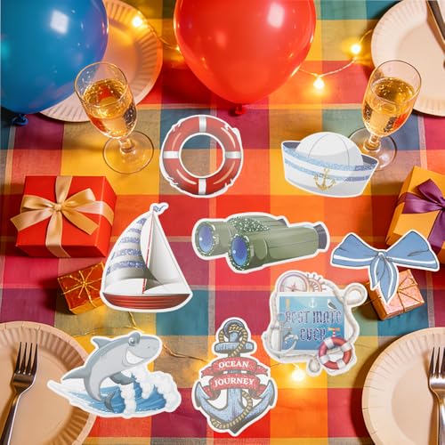 25 Pcs Sailing Photo Booth Props Kit Sailing Photo Props Party Supplies Favors Decorations Selfie Prop Photography Photobooth Funny Cute Holiday Selfie Supplies Easy to Assemble