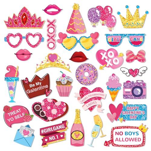 25 Pcs BFF Festival Photo Booth Props, Girls Theme Party Decoration Props, Birthday Holiday Photo Decoration Supplies