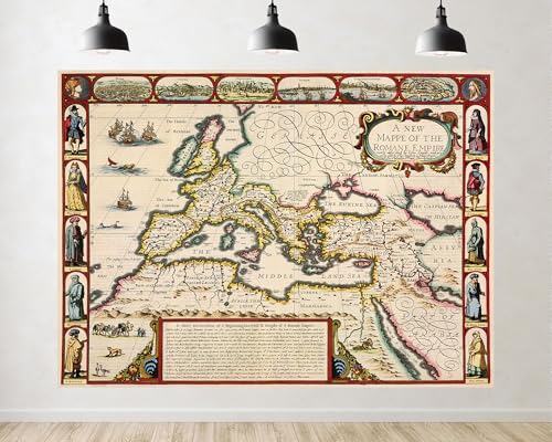 Trykid 7x5ft Ancient Roman Empire Map Backdrop Vintage Historical Photography Background Educational Display Party Decoration Tapestry Photo Booth Prop Fabric - size: 7x5ft