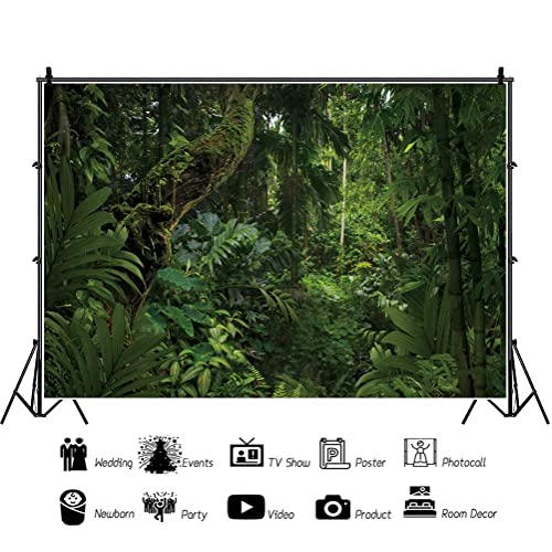 20x10ft Jungle Forest Photography Backdrop for Outdoorsy Camping Theme Party Background Spring Mysterious Rainforest Jungle Forest Tree Natural Scenery Kids Adult Wedding Photo Studio Props - size: 20x10ft