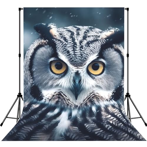 Grey and White Owl Backdrop Background for Photography 5x7ft Photobooth Professional Photo Backdrop Curtains Video Photography Studio Photo Backgrounds Banner Booth Background Screen Parties - color: Grey And White Owl