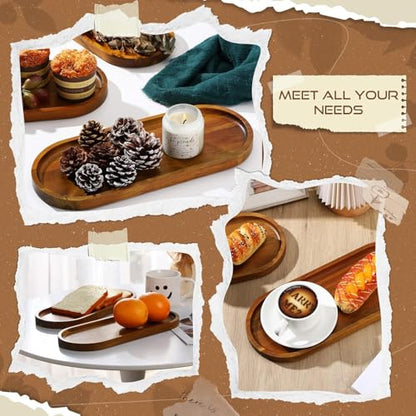 13.8 x 5.8 Inch Large Wood Serving Trays Charcuterie Boards Oval Wooden Plates Wood Serving Platter Cheese Dinner Plates Bulk for Dessert Snack Bread Fruit Appetizer Dishes (13.8" x 5.5"_2 Pack) - size: 13.8" x 5.5"_2 Pack