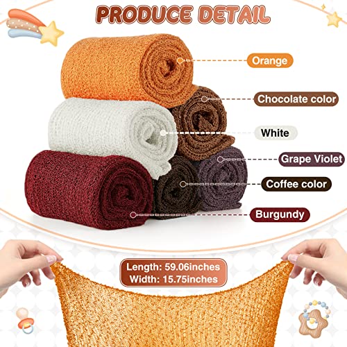 Tudomro 6 Pcs 15.8 x 59'' Newborn Baby Stretch Wraps Set 6 Colors Baby Photography Props Unisex Newborn Long Ripple Wrap Photo Blanket for Girl Boy Christmas DIY Photography(Elegant Color) - color: Elegant Color