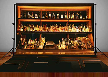 Bar Backdrop for Photoshoot 10x8ft, Wine Dinks Cafe Restaurant Drink Shelf Photography Backdrops Friendsmas Party Decoration Urban Club Speakeasy Room Wall Art Photo Backgrounds BJLSPH1579 - size: 10x8ft