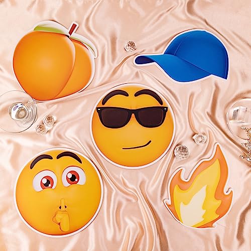 (Moji Pack) Elevate Your Photo Booth Experience with Durable & Waterproof Photo Booth Props - Perfect for Weddings, Birthdays, & Photo Booth Businesses - PVC Foamboard Photo Props -10 Pieces per Set - color: Emoji Pack