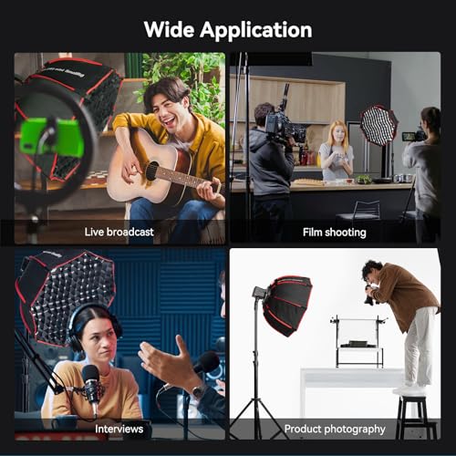 SmallRig RA-D60 Parabolic Softbox, 23.6" Quick Release Softbox with Carrying Bag, Compatible with SmallRig RC60 /RC100 Series COB Video Light for Photography Studio, Video Recording - size: 23.6 inches (Red)
