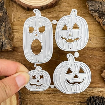 Lapoo Festivals Metal Cutting Die for Scrapbooking - Durable, Cut Stencils for DIY Scrapbook Photo Album Decorative Paper Card, Card Making Supplies (4-Piece Halloween Pumpkin Set 2.9 x 3.6 in) - style: 4-Piece Halloween Pumpkin Set 2.9 x 3.6 in