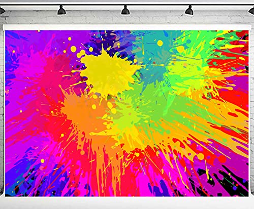 Colorful Graffiti Splatter Backdrop, Vinyl 10x8ft Abstract Paint Splash Photo Backdrop Hip Hop Theme Birthday Talent Show Baby Shower Prom Carnival Backdrops for Photoshoot Photo Studio Props - size: 10x8ft