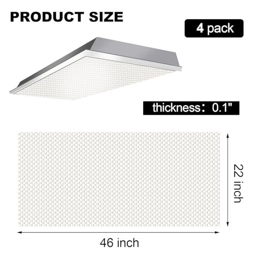 Frienda 4 Pcs Fluorescent Light Covers Replacement Flat Clear Prismatic Acrylic Ceiling Light Cover Panels(22" x 46" x 0.1") - size: 22" x 46" x 0.1"