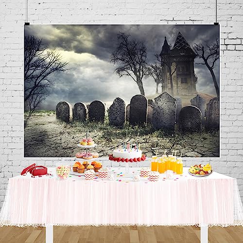 Halloween Backdrop Cemetery Halloween Photo Backdrop for Party Photography 12x10ft Pumpkin Graveyard Scary Haunted House Tombstone Background Kids Adults Birthday Party Studio Props - size: 12x10ft
