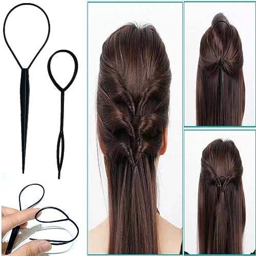 5Pcs Slick Back Brush Set with Topsy Tail Tool, Teasing Bristle, Rat Comb for Women & Girls Hair Styling, Flyaways Control and Edge Combing - BIACK - color: black
