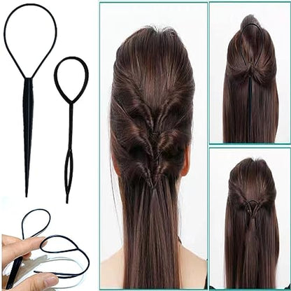 5Pcs Slick Back Brush Set with Topsy Tail Tool, Teasing Bristle, Rat Comb for Women & Girls Hair Styling, Flyaways Control and Edge Combing - BIACK - color: black
