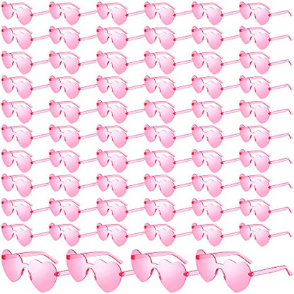 Dunzy 100 Pairs Heart Shaped Sunglasses for Women Colorful Glasses Transparent Heart Sunglasses Valentine's Party Favor - color: Pink