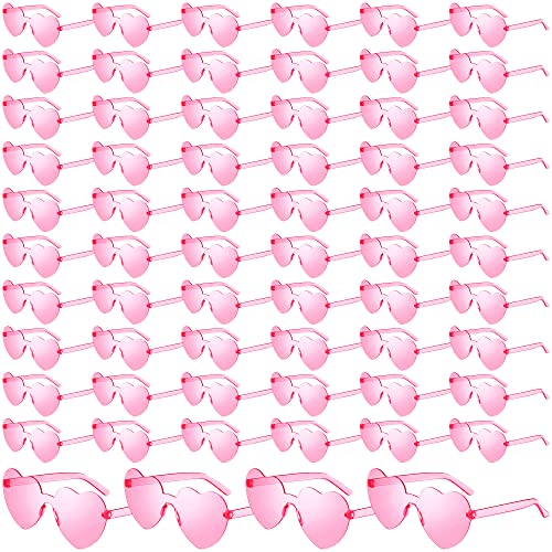 Dunzy 100 Pairs Heart Shaped Sunglasses for Women Colorful Glasses Transparent Heart Sunglasses Valentine's Party Favor - color: Pink