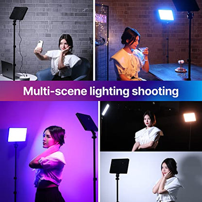ULANZI LT003 RGB Video Light, 15W Portable LED Panel with 2100 Lumens, 10" Video Light Dimmable 2500K-9000K, Built-in 8000mAh Battery and USB Charger, CRI>95 for DSLR Camera Video Photography - size: 10 inch
