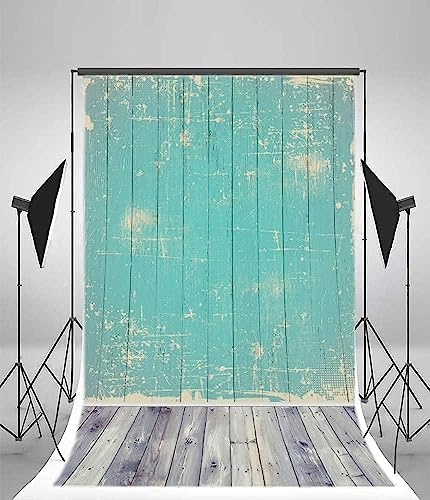 AOFOTO 5x7ft Wood Plank Backdrop Hot Blue Hardwood Wooden Board Floor Panels Photography Background Nostalgia Retro Photo Studio Props Girl Child Boy Kid Infant Portrait Vinyl - size: 5x7ft