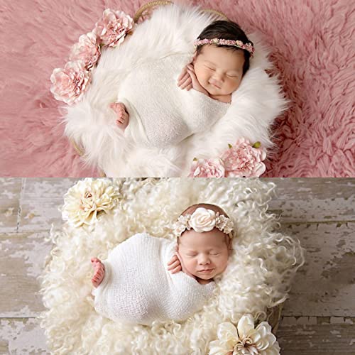 Newborn Photography Props Stretch Newborn Photography Wrap Blanket for Baby Boys Girls Posing Photo Shoot Props - color: Cream