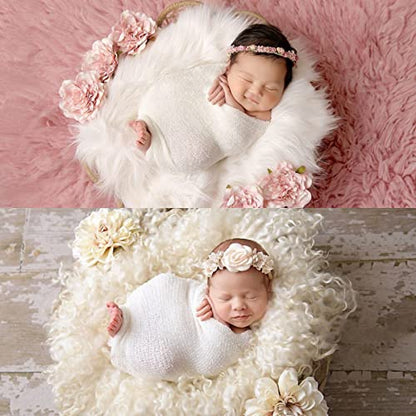 Newborn Photography Props Stretch Newborn Photography Wrap Blanket for Baby Boys Girls Posing Photo Shoot Props - color: Cream