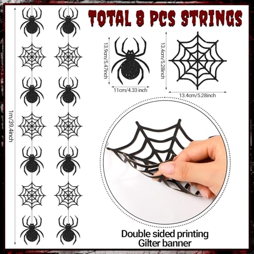 Xinnun Halloween Party Decorations Spider Web Banner Garland Horror Theme Banner Cutouts Ribbon Streamers for Black Halloween Birthday Party Office School Home Decor - style: Spider