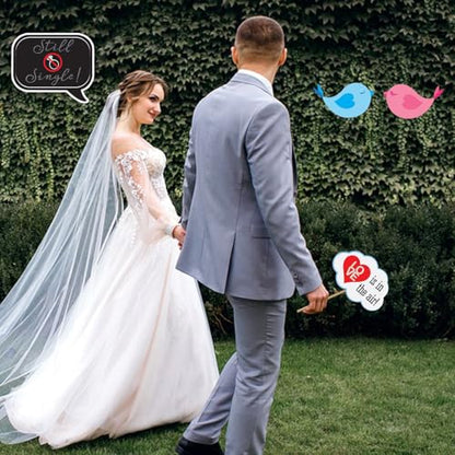 31 Pcs Wedding Photo Booth Props with Sticks,Funny Party Selfie Accessories for Bridal Shower, Bachelorette, Valentine's Day, Birthday & Graduation Decorations