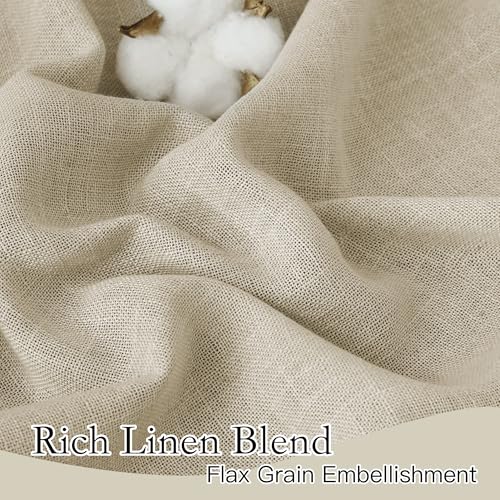 RYB HOME Half Window Curtains - Linen Textured Sheer Curtains Privacy Semi Sheer Drapes for Small Window Tiers Set for Bedroom Kitchen Cafe Bathroom, Beige, W 52 x L 36, 1 Pair - color: Beige, size: 52"W x 36"L (Pack of 2)