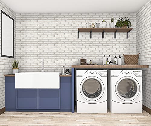 Timeet Brick Wallpaper Peel and Stick Wallpaper 3D Faux Brick Wallpaper Self Adhesive Brick Wall Paper Removable Wallpaper for Living Room Bedroom Decor Vinyl Roll 17.7"×393.7" - color: Beige,white, size: 17.7" x 393.7"