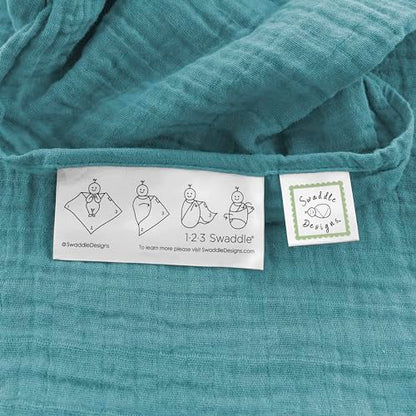 SwaddleDesigns Cotton Muslin Swaddle Blankets for Baby Boy & Baby Girl, Set of 4, Neutral Receiving Blankets for Newborn, Baby Registry & Gift, 46x46 inches, Cascadia - color: Cascadia