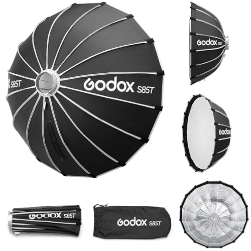 Godox S85T 85cm/33.5in Softbox Bowens Mount, 1s Quick Release & Close, Portable Umbrella Soft Box Fast Setup with Diffusers for Photography Monolight Studio Strobe Continuous Light Accessories - size: S85T-85cm