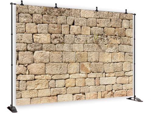 5X3FT Fabric Retro Brick Stone Wall Backdrop Ancient Rock Brick Wall Textured Background for Photography Birthday Party Decorations