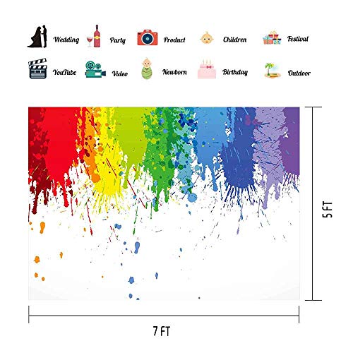 7x5ft Abstract Cartoons Art Backdrop Colorful Paint Splatter - Perfect for Parties, Photography & Photo Booth - size: 7x5ft