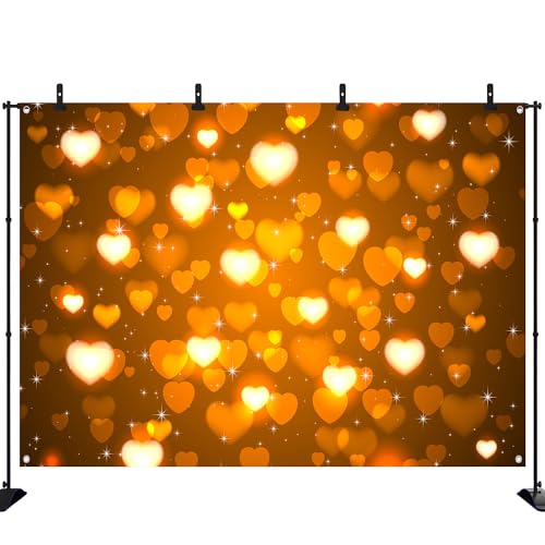 Valentine's Day Photography Backdrop 72 x 44 Inch - Golden Heart Bokeh Valentine's Day Photo Background Cloth for Romantic Shoots - color: Golden