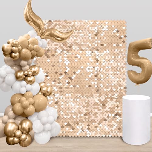 Champagne Shimmer Wall Backdrop 6ftx4ft - Sequin Wall Panel for Birthday, Wedding, Engagement & Disco Decoration - color: Champagne, size: 6ftx4ft