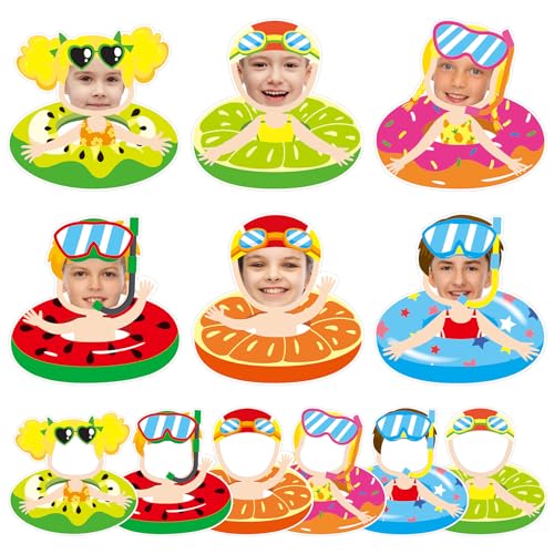 36 Pcs Summer Cutouts Swim Ring Cutouts with Photo Space for Bulletin Board DIY Craft Summer Hawaiian Classroom Pool Birthday Party Decoration - color: Summer
